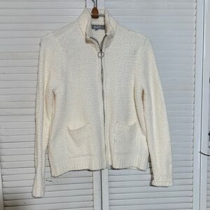 Marled Cream Teddy Jacket with Zip